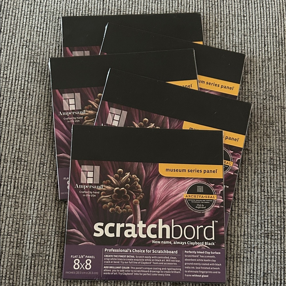 Ampersand Scratchbord 8x8 Panels clapboard black crafted in USA